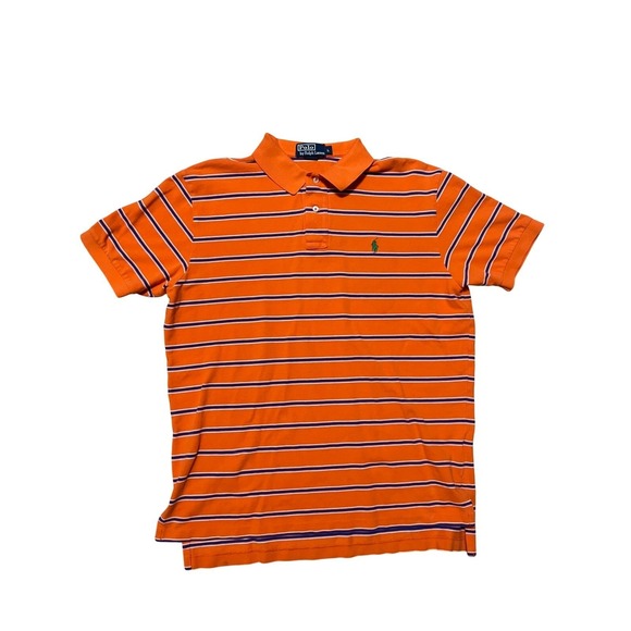 Polo Ralph Lauren Other - Polo Ralph Lauren Mens Large Orange Striped Short Sleeve Pique Polo Shirt